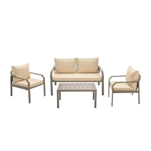 Salon de jardin détente en aluminium beige & taupe LOS